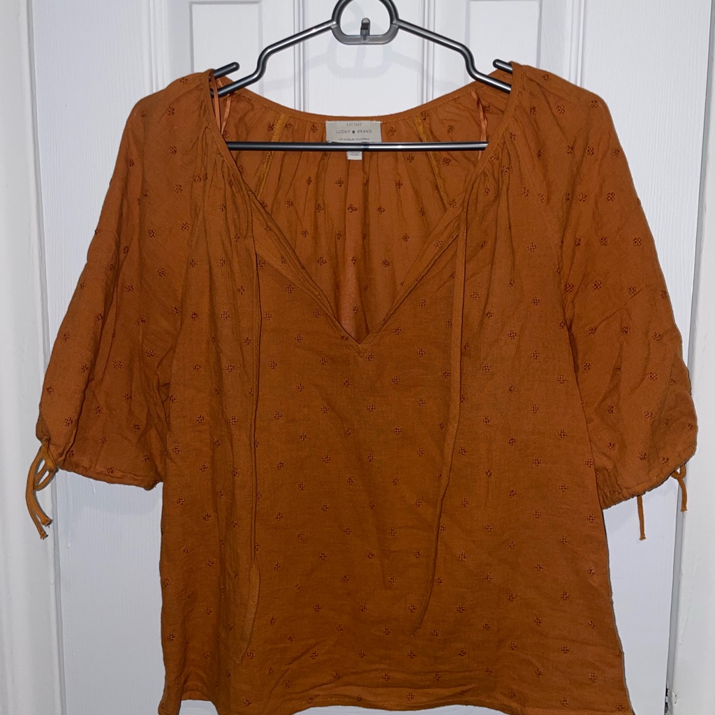 Lucky Brand Swiss Dot Blouse Size Small